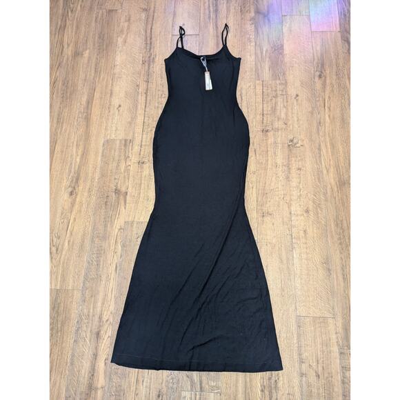 SKIMS Soft Lounge Long Ribbed Slip Dress Onyx AP-DRS-0596 Size Large - Picture 5 of 11